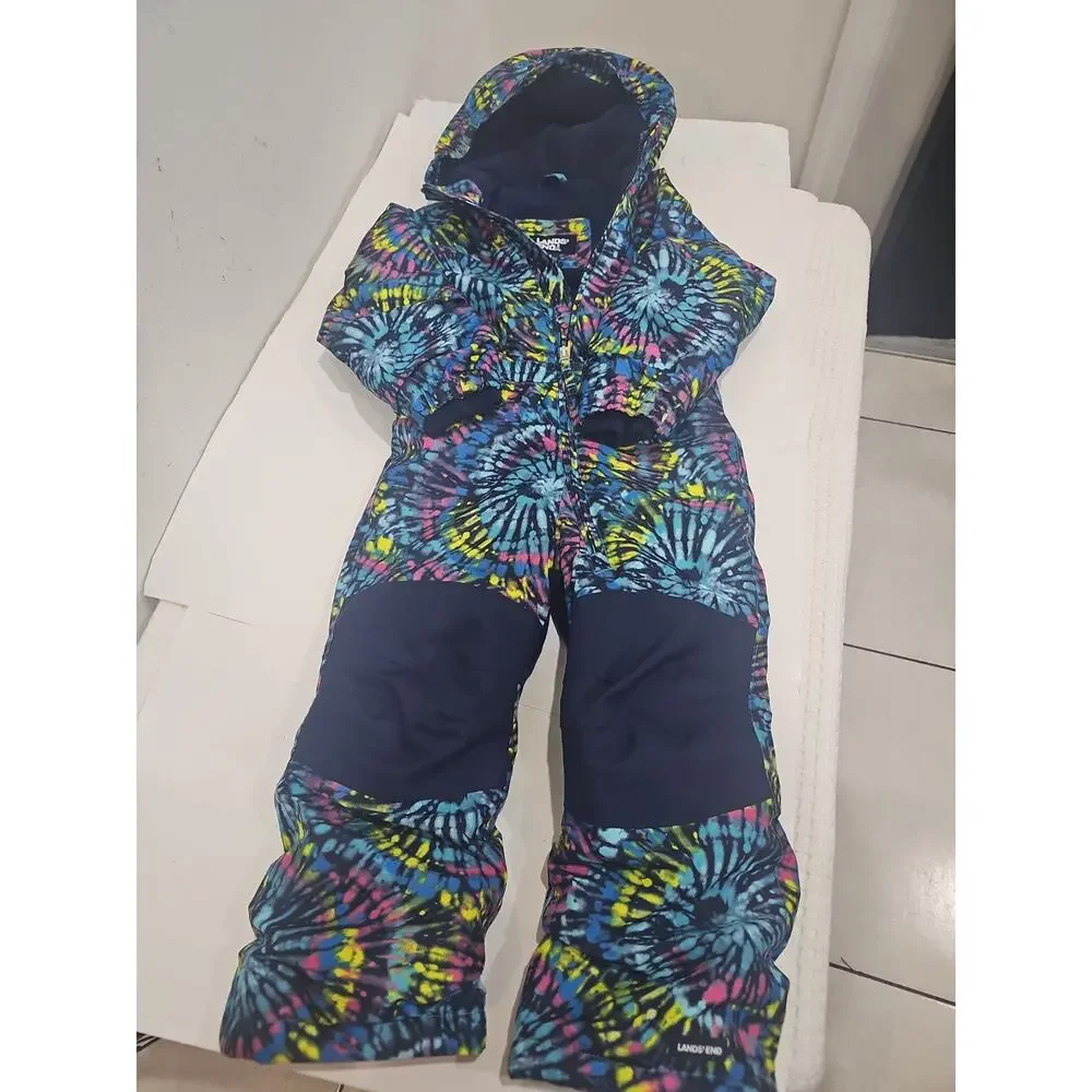 Lands' End Squall Kids Size 4 Hooded Colorblock Zip Snowsuit Pants Grow-a-longs